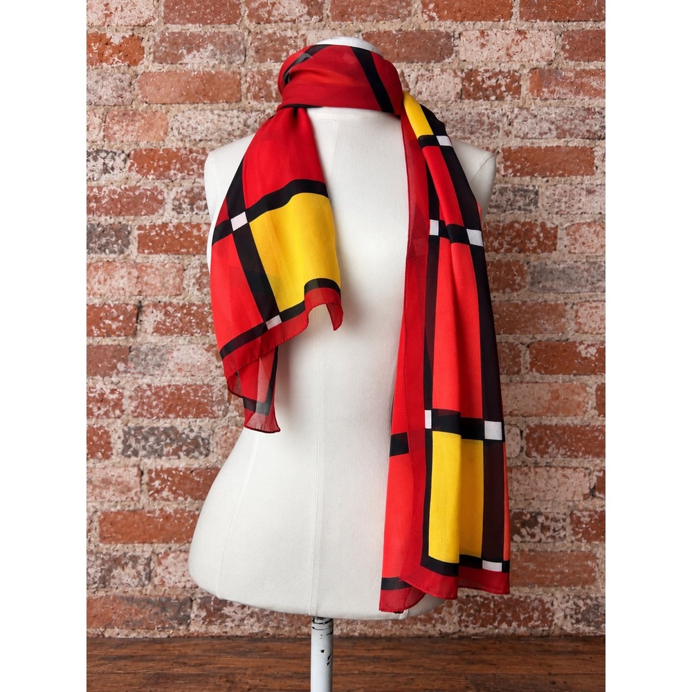 Vintage Geometric Colorblock Scarf Mod 60s Avant Garde Autumn Fall Retro